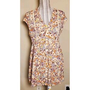 VANESSA VIRGINIA Anthropologie Babydoll Top Womens Sz XS Floral Print VNeck